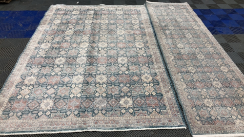 31.5&rdquo; x 96&rdquo; Blue Traditional Runner, 5&rsquo;3&rdquo; x 7&rsquo;5&rdquo; Blue Traditional Area Rug