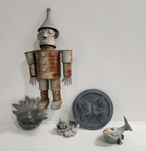 Wizard Of Oz Tin Man, (2) Outdoor Decorative Stones, Frog Decor, Whale Decor