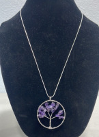 (1) Amethyst Gemstone “Tree Of Life” Necklace .925