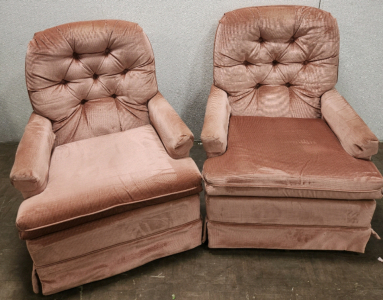(2) Pink Velvet Chairs