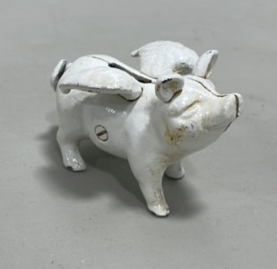 (1) Cast Iron Flying Pig Bank