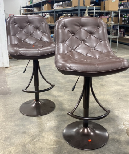 (2) Brown 45”x19”x13” Bar Stools Cushioned