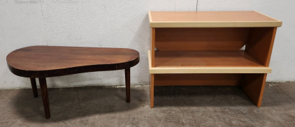 Wooden 2-Teir Shelf, Dark Brown Coffee Table