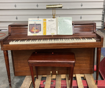 Wurlitzer Upright Piano w/ Light, Bench, and Music