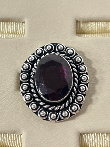 German Silver Amethyst Ring Size 6