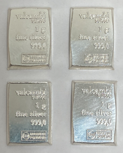 (4) One Gram 999 Fine Silver Bars— Verified Authentic