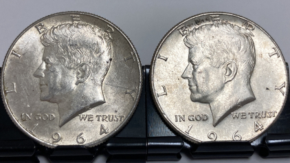 (2) 1964 90% Silver Kennedy Half Dollars