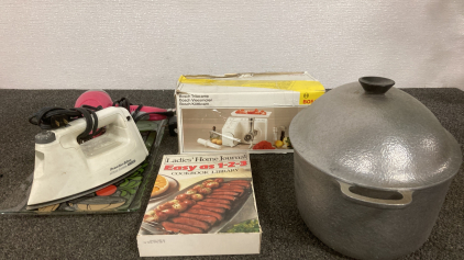 Blow Dryer, Iron, Club Aluminum Roasting Pot, Cook Books, And More