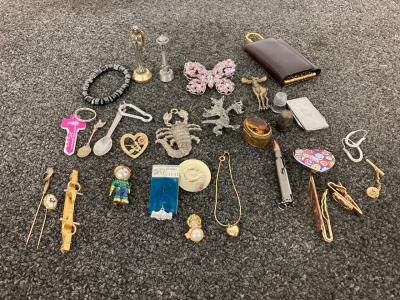 Assorted Jewelry, Pins, Bracelets, and More