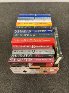 Flat of Sue Grafton Books