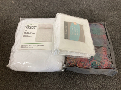 Microphiber Full Mattress Pad, Microphiber Twin Sheet Set, and Blanket