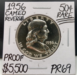 R 1956 PR69 Cameo Reverse Proof Franklin 1/2 Dollar