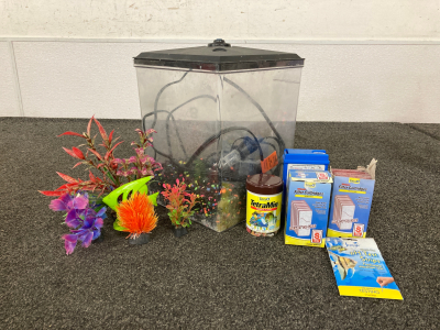 Fish Tank With Tank Decorations & Equipment