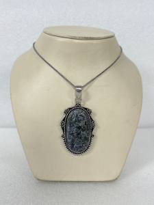 German Silver Serpenite Pendant Necklace