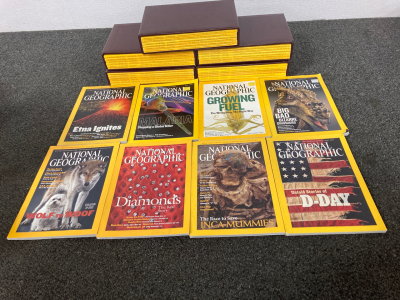 Box of National Geographic magazines