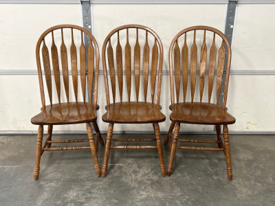 Set of 3 Wooden Dining Chairs