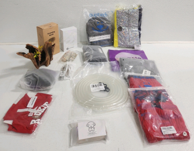 Aquarium Tubbing, Aquarium Plant, (2) Laser pins (2) Collars, (6) Dog Jackets(Various Sizes) ,Dog Training Collar, Grooming Brush And More