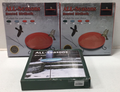 (3) All Season Heated Bird Baths