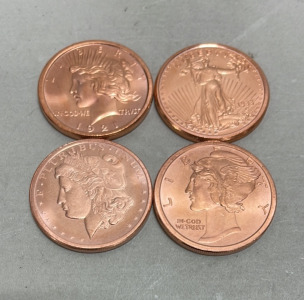 (4) Lady Liberty 1 ADVP OZ. .999 Copper Coins