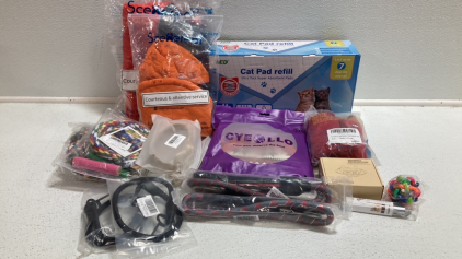 Absorbant Pads, Dog Coats and Clothes, Leashes, Car Seat Belt, No-Shock Bark Collar, Bird Ropes, Collars, Laser Pointer