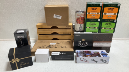 Pumpkin Spiced Herbal Tea, Himalayan Green Tea, Peet’s Coffee Pods, Can/Jar Opener, Wrap Dispenser, Grease Cup/Disposal Trays, Can Cooler, Cocktail Smoker and more