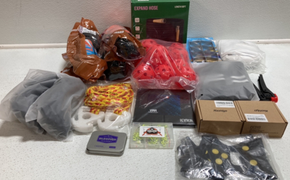 Expanding Garden Hose, Wiffle Balls, Youth Shin Guards, Rechargeable Batteries, Tow Boat Rope, Cycle Socks, Ski Goggles and more