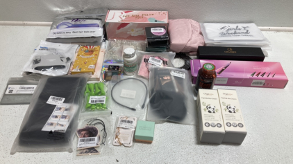 Gel Nail Polish Set, Flat Iron, Peptide Ato Cream, Hair Elastics Sets, Belt, Shower Cap, Various Jewelry, Croc Shoe Charms, and more