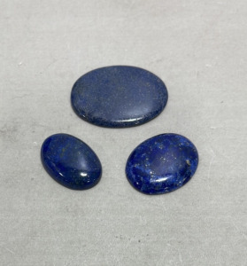 (3) Oval Cut And Polished Lapis Lazuli Cabochon Gem Stones… 62.1ct, 46.05ct, 44.45ct