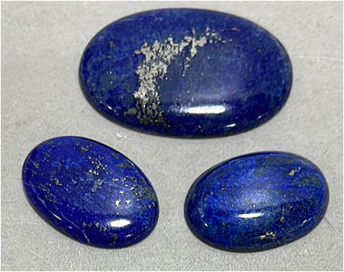 (3) Oval Cut And Polished Lapis Lazuli Cabochon Gem Stones… 106.85ct, 49.5ct, 40.86ct