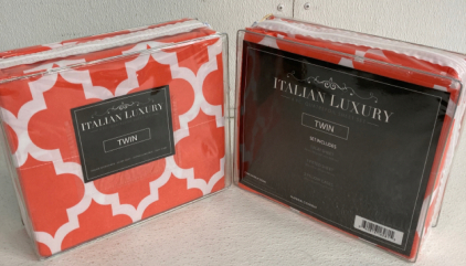 (2) Sets of Italian Luxury Twin Bed Sheets NIP