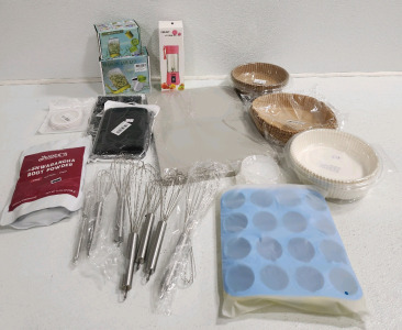 (2) Whisker Sets, Ashwaganda Root Powder, Portable Blender,(2) Sprouting Lids, (3) Air Fryer Liner, Placemats And More