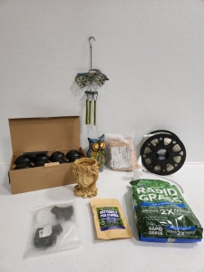 Wind Chime, Solar Lights, Vase, Owl Statue, Butterfly Pea Flower Seeds, Dried Flower Herbs Kit, Indoor/Outdoor Lights, Rapid Grass, Gnome, Planter Inserts