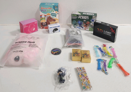 Weighted Plush Toy, Fidget Toys, Dinosaur Planet, 3D Lamp, Interactive Plush Pet Toy, Kids Headphones, Splash And Learn, Darts And Vest, Pok&eacute;mon Cards, Stickers And More