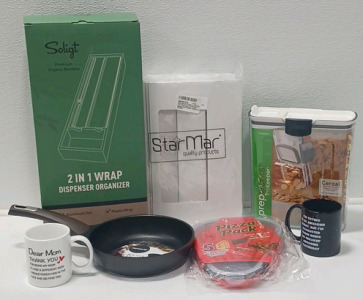 Non-Stick Frying Pan, Pizza Pack, Mugs, Dispensers Organizer, Dry Storage And Cookie Boxes