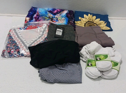 Blouse, Leggings, Yoga Shorts, Sweatshirt, Swimsuit, And Socks