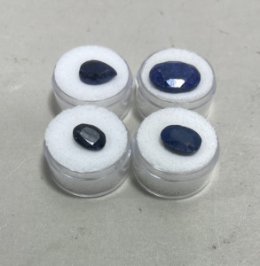 (4) Cut And Faceted Mozambique Sapphires…Oval Cut 22.3ct, Oval Cut 10.1ct, Tear Drop Cut, 4.35ct