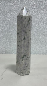 (1) Auspicious Jasper Obelisk W/ Green, Purple, and White