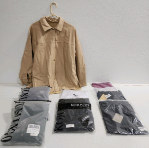 Women's Fake Leather Jacket (3) Women's Oversized Shirts, (5) Blouses (All Size XL - 4XL )
