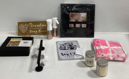 Candles, Blanket, Pig Sign, Photo Album, Spray Bottles, Picture Frame, Puzzle , Paper Towel Holder