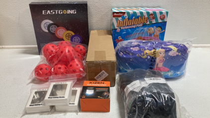 Flying Discs, Inflatable Kids Pool, Youth Floaties, Pool Cover, Wiffle Balls, Camping Lantern, Watering Hose Accessories