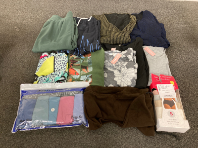 Brand New Apparel Including Maternity Shirts, Undergarments, Travel Hood, and More