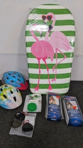 New Ice Hockey Training Puck & Mouth Guards, New Youth Baseball Pants, Girl's Bicycle Helmets, New Body Board