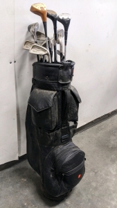 Leather Golf Bag w/Clubs Supplies & Accessories