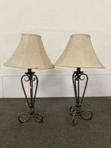 Metal Lamp Pair