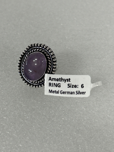 German Silver Amethyst Ring Size 6