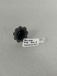 German Silver Black Onyx Ring Size 8