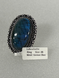 German Silver Labradorite Ring Size 8