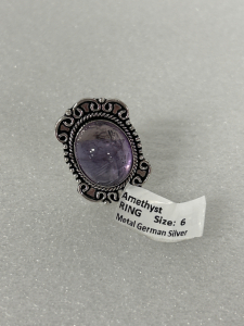 German Silver Amethyst Ring Size 6