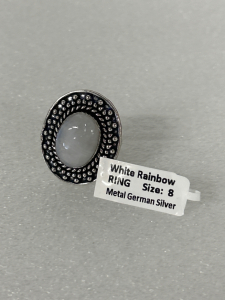 German Silver White Rainbow Ring Size 8