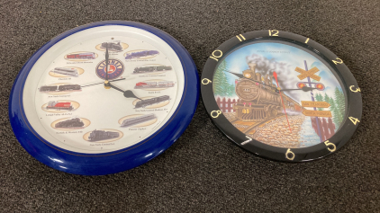 (2) Train Wall Chime Clocks